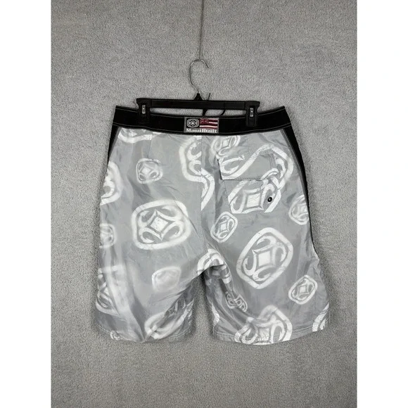 Maui Built Boardshorts Surf Swim Shorts Black/Wihite Logo Print Lace Up Mens 34 - Picture 10 of 10